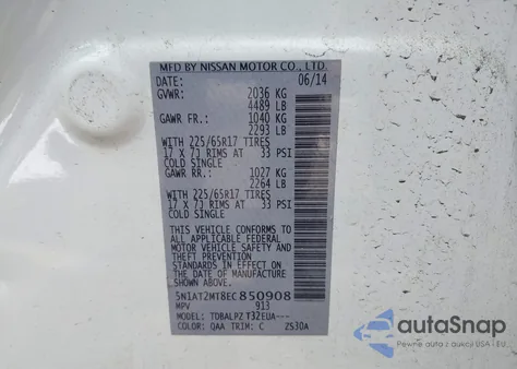 2014 Nissan Rogue S from USA, damaged, VIN 5N1AT2MT8EC850908